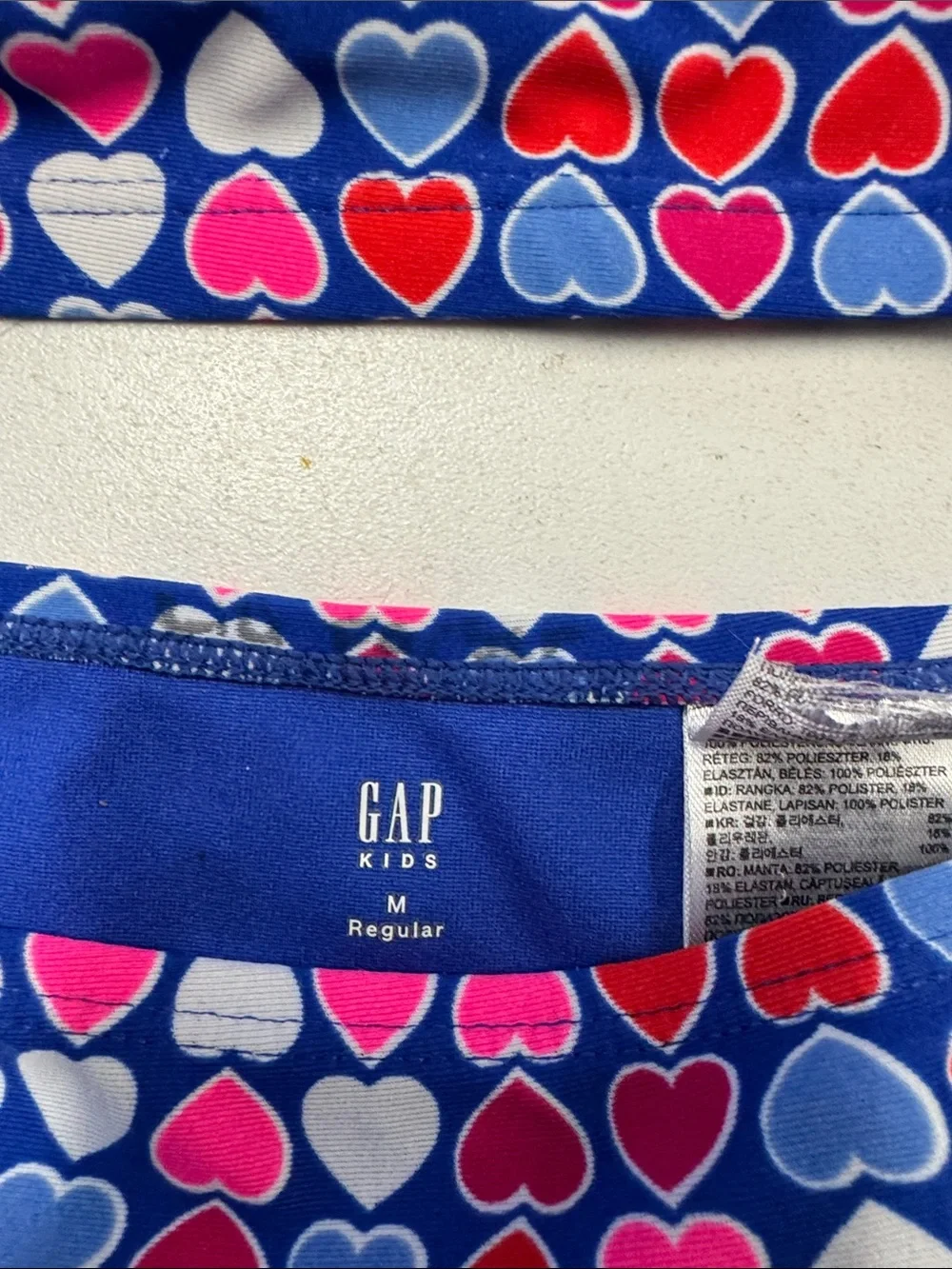 GAP Navy Blue Heart-Print Two-Piece Swim Set with Pink & Red Hearts